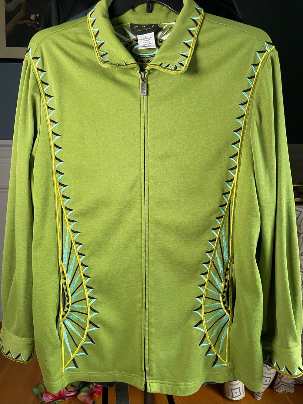Vintage Bob Mackie Wearable Art 2-Piece Embroidered Tracksuit / Pant Set Size L